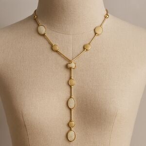 Gold tone Disc and Beads design 30" long Necklace  - Women's Fashion Jewelry